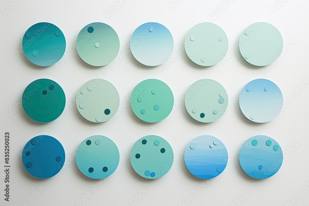 Gradient circles in shades of blue and green, arranged in a minimalist design Gradient circles in shades of blue and green, arranged in a minimalist design