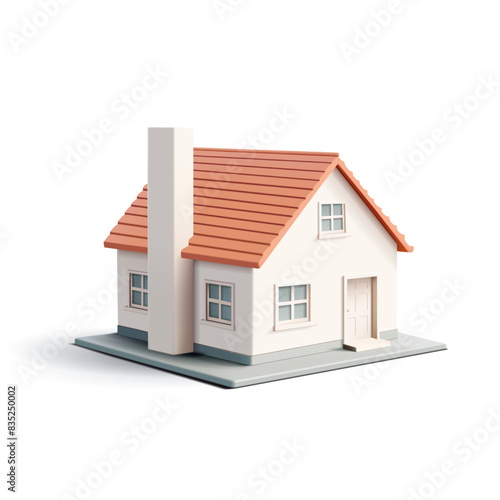 Realistic 3D house. Real estate, mortgage, purchase, credit, protection, security, and comfortable living. Icon, 3D rendering. Vector