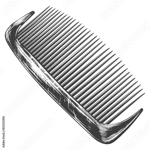Engraved Comb: Vintage Barber Tool, Detailed Line Art Illustration.