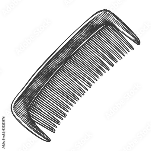 Vintage Style Comb: Engraved Hair Tool Illustration