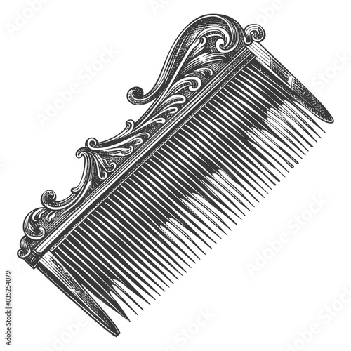 Vintage Ornate Comb: Engraved Detail, Decorative Hairstyle Tool, Antique Style.