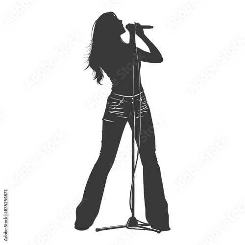Silhouette Singer: Diva in Bell-Bottoms, Mic Stand, Powerful Performance