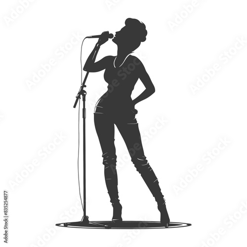 Silhouette Singer: Vintage Style, Standing Microphone, Performance Art