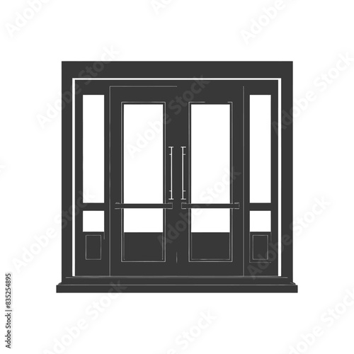 Symmetrical Dark Entryway: Double Doors with Sidelights, Architectural Design.