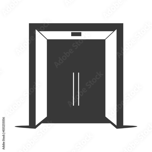 Elevator Doors, Simple Black and White Graphic Icon, Minimalist Design.