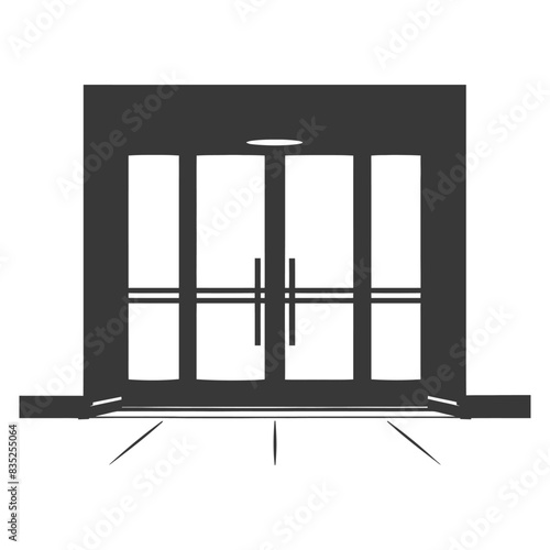 Silhouette of a Closed Double Door Entrance, Vector Illustration