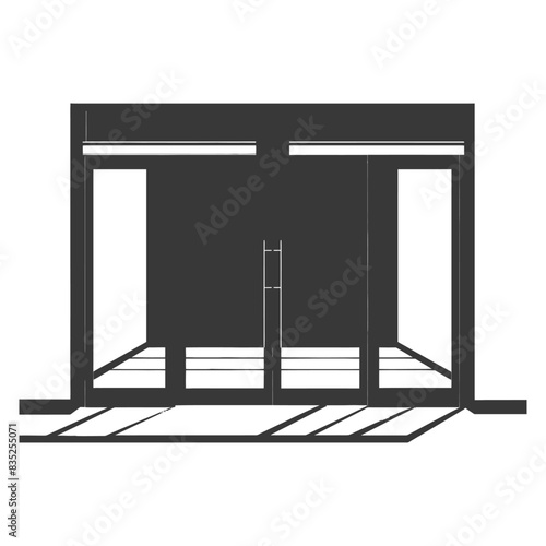 Architectural Silhouette: Doorway with Geometric Shadows, Modern Structure.