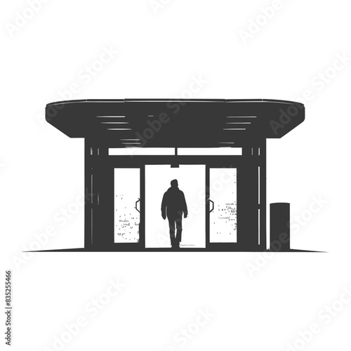 Silhouette subway entrance black color only