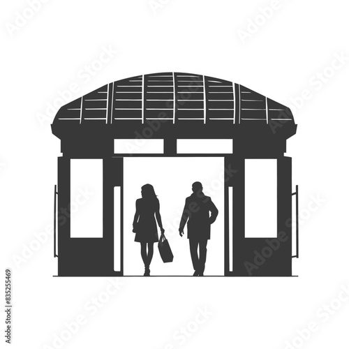 Silhouette subway entrance black color only