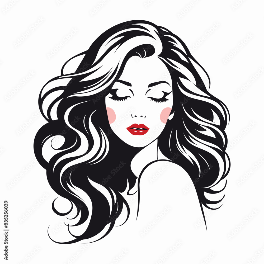 Elegant Woman Silhouette Illustration Flowing Hair Beauty Logo Elegant Woman Silhouette Illustration Flowing Hair Beauty Logo