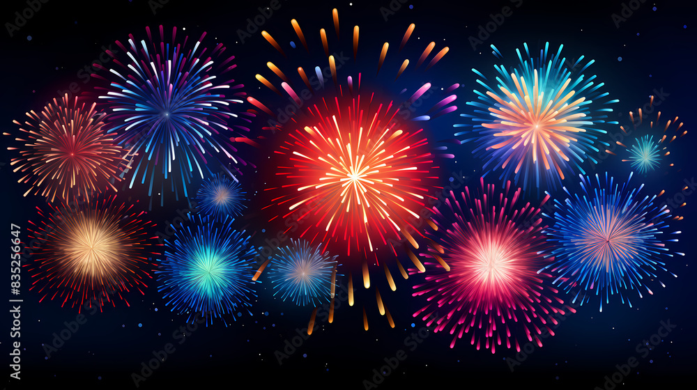 Naklejka premium New Year atmosphere, colorful fireworks