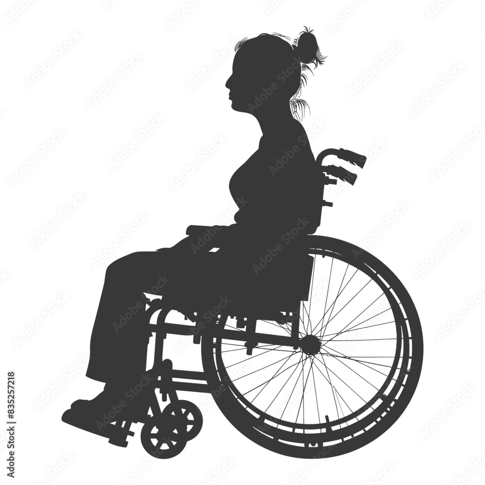 silhouette woman in a wheelchair full body black color only silhouette woman in a wheelchair full body black color only