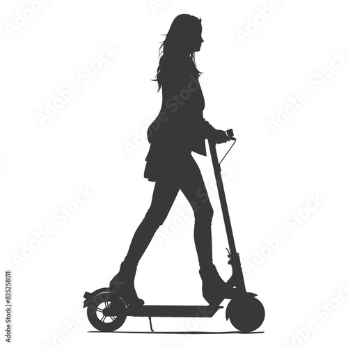 Silhouette of Woman Riding Electric Scooter, Modern Transportation.