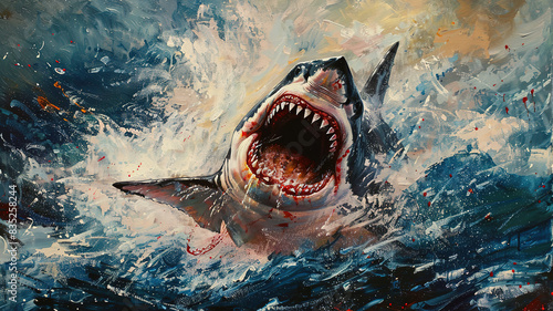 Glorious There is a shark with its mouth open and its teeth wide open