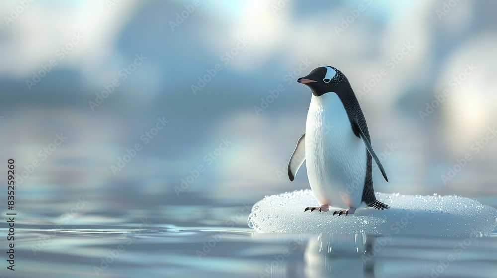 Fototapeta premium Beautiful View of penguin bird with nature landscape