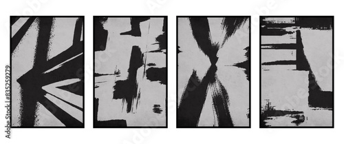 Set of 4 Abstract illustration in vintage style. For use in graphics, for wall decor. .