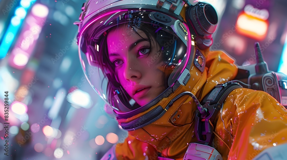 Beekeeper in Futuristic Neon-Lit Hive Design Scene Beekeeper in Futuristic Neon-Lit Hive Design Scene