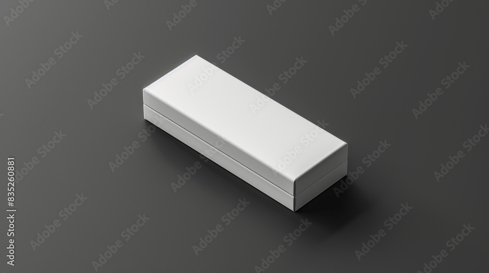 A white box sits on a black surface A white box sits on a black surface