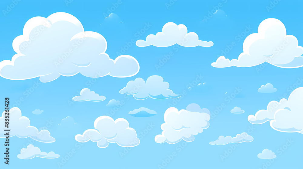Simple cartoon illustration of white clouds in the sky Simple cartoon illustration of white clouds in the sky