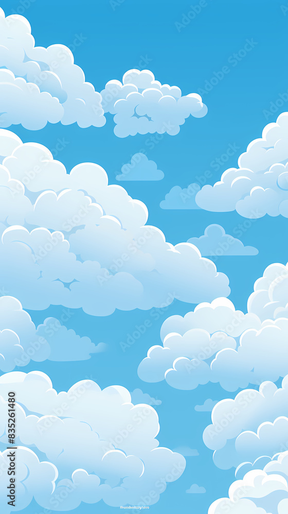 Simple cartoon illustration of white clouds in the sky Simple cartoon illustration of white clouds in the sky