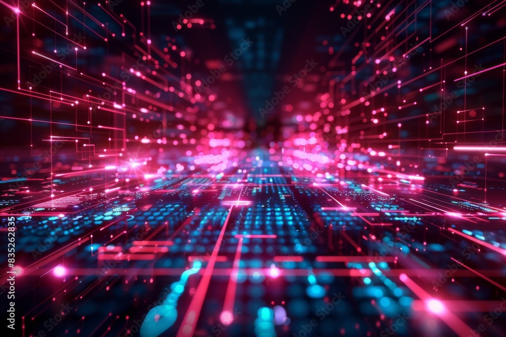Fototapeta premium Cyber Security Data Transfer illustration created with Generative AI