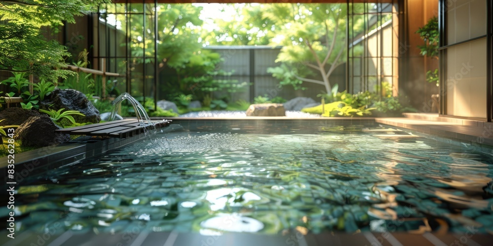 Japanese onsen hot spring resort. ai generated Japanese onsen hot spring resort. ai generated