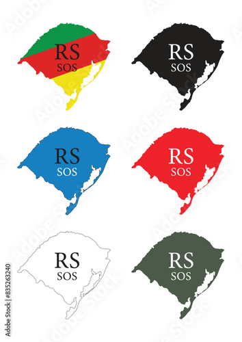 Rio Grande do Sul map set - various colors