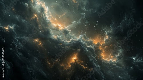 Space and light with star in nebula for universe, astronomy and cosmic