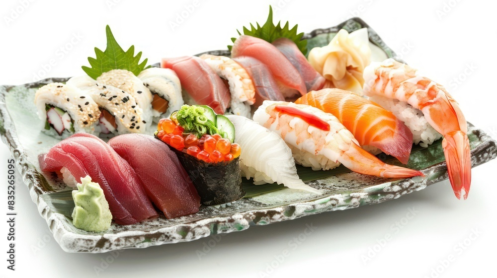 Japanese sushi is meticulously prepared. Japanese sushi is meticulously prepared.