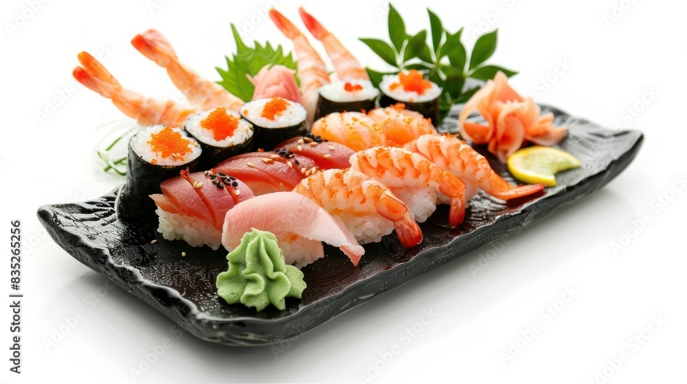 Japanese sushi is meticulously prepared. Japanese sushi is meticulously prepared.