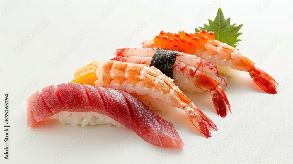 Japanese sushi is meticulously prepared. Japanese sushi is meticulously prepared.