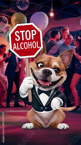 Stop Alcohol - A Comic Strip of a Dog and a Sign.