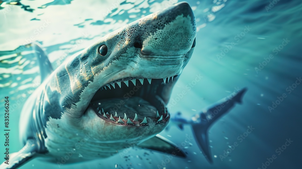 Naklejka premium Superb A ferocious toothy shark