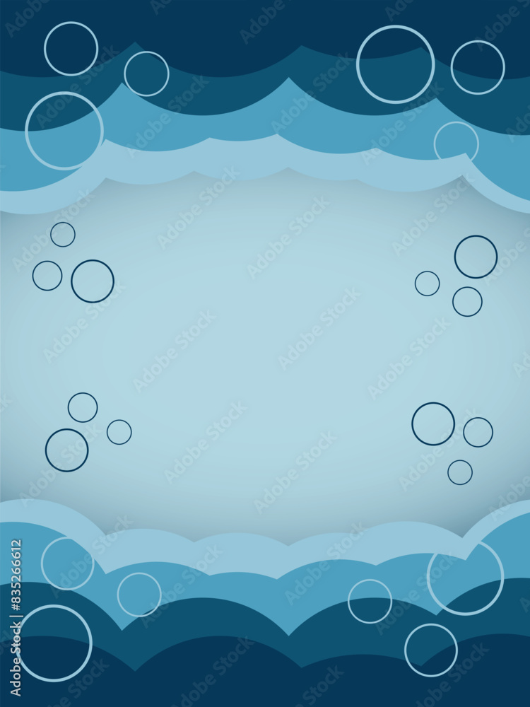 Underwater banner bubbles. Save World oceans day. See or lake, or ocean view Underwater banner bubbles. Save World oceans day. See or lake, or ocean view