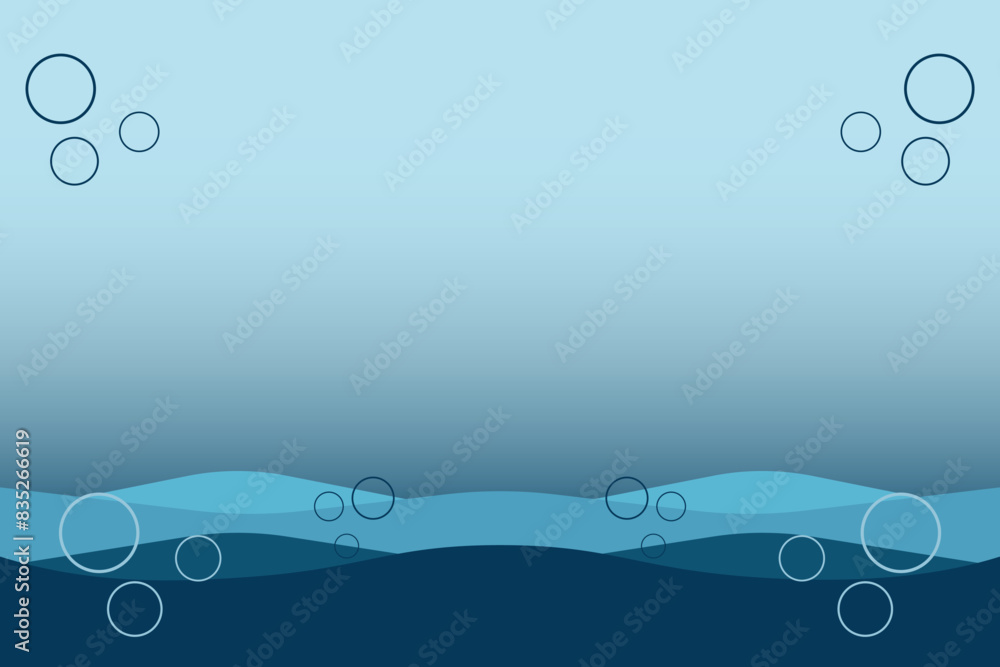 Underwater banner bubbles. Save World oceans day. See or lake, or ocean view Underwater banner bubbles. Save World oceans day. See or lake, or ocean view