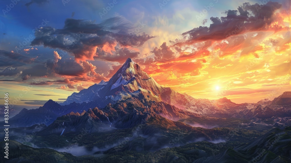 Mountain and sunset