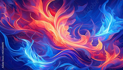 Blue red flame, abstract background with flames, wallpaper 