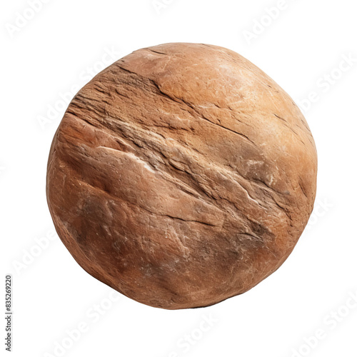 brown round sand stone on an isolated white background