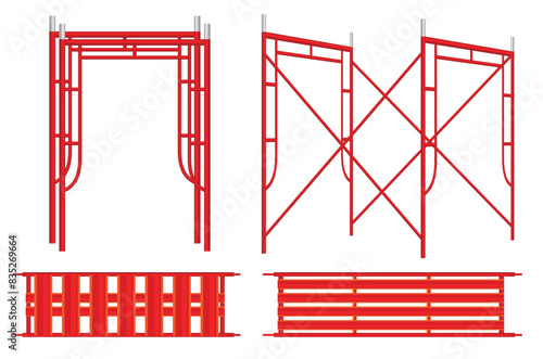 Set of orange construction scaffolding isolated. Eps Vector
