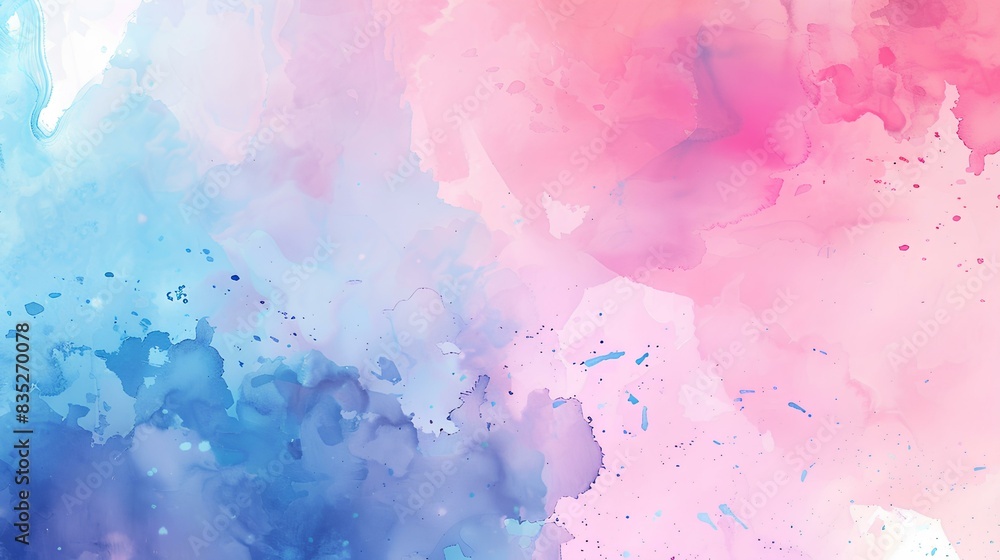Creative watercolor background in pastel pink and blue hues.