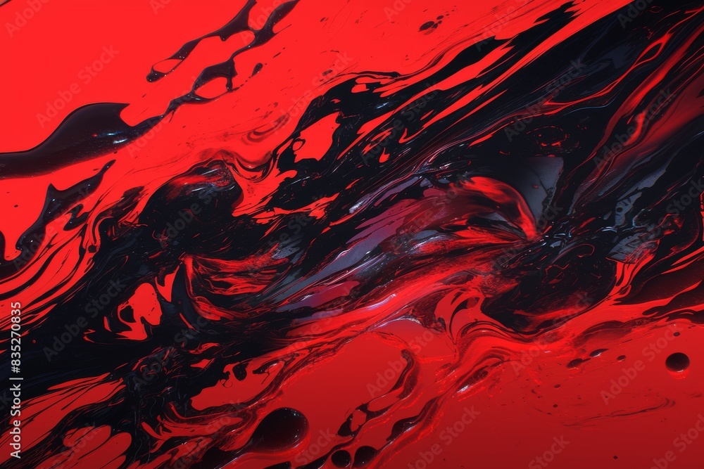 Dynamic red fluidity with black abstract patterns and vibrant details Dynamic red fluidity with black abstract patterns and vibrant details