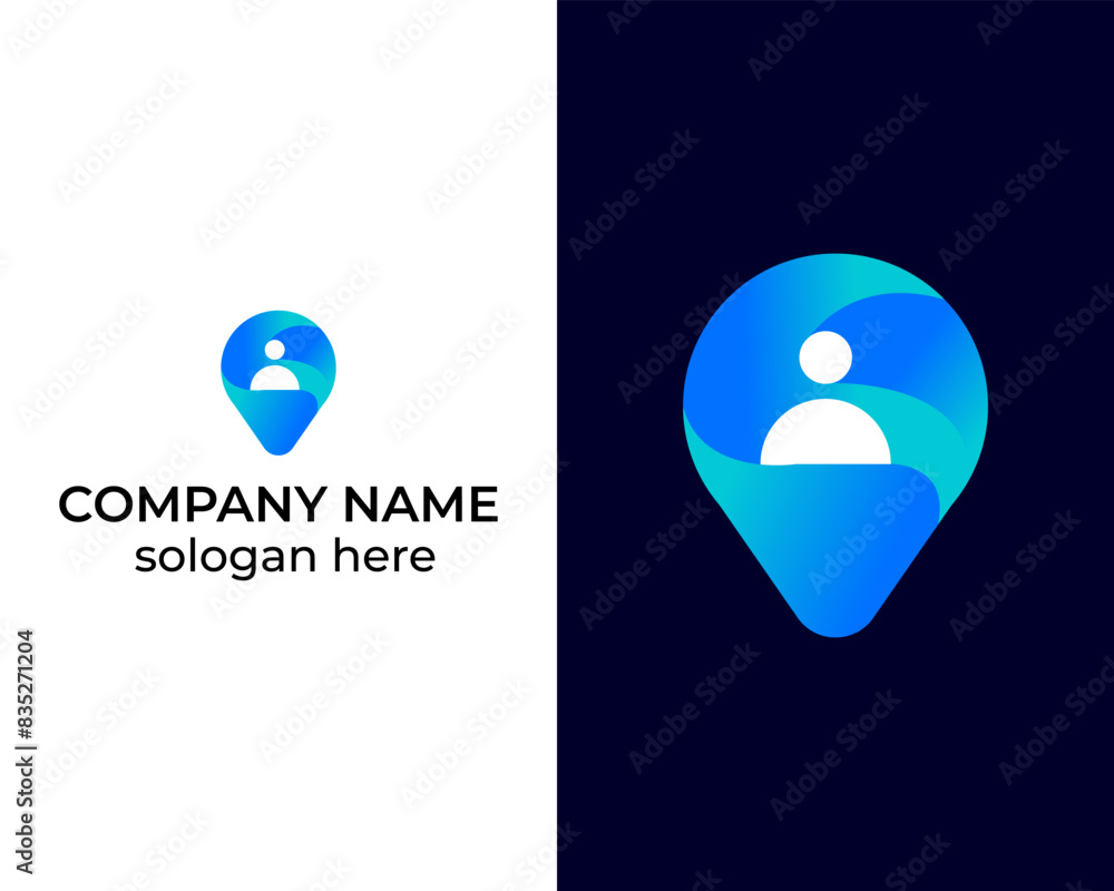 Location and person combination modern 3d app logo design vector template Location and person combination modern 3d app logo design vector template