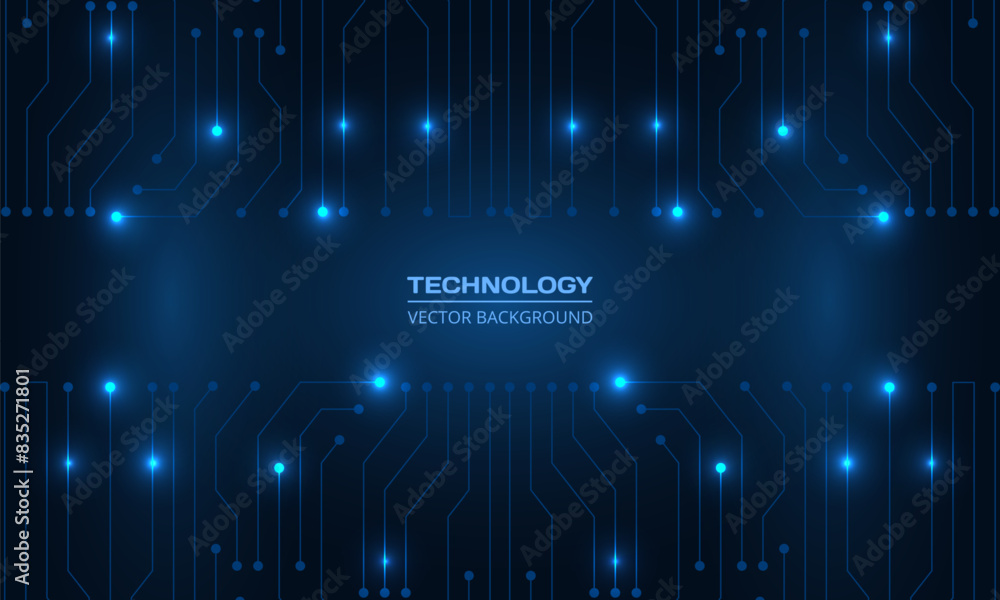 Abstract dark blue technology background with circuit board and text block. Futuristic digital technology vector illustration concept. Abstract dark blue technology background with circuit board and text block. Futuristic digital technology vector illustration concept.