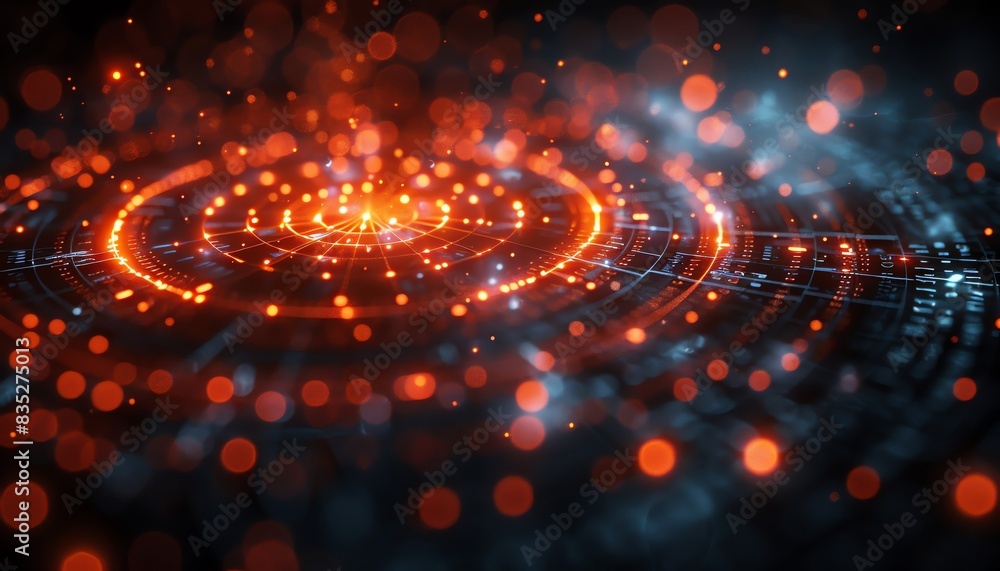 Abstract futuristic background with glowing orange circles and lines. High-tech and digital design perfect for modern and technological themes. Abstract futuristic background with glowing orange circles and lines. High-tech and digital design perfect for modern and technological themes.