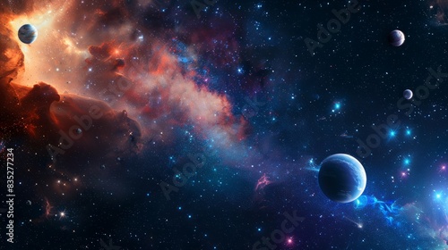 Astrological background with planets and copy space