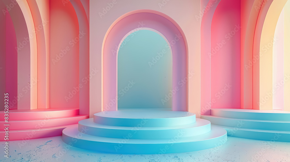 podium made of abstract geometric shapes, background for photo, product photography, stand, design, wallpaper, architecture, interior, studio, decor, figure, arch, cube, light, advertisement, 3d, form podium made of abstract geometric shapes, background for photo, product photography, stand, design, wallpaper, architecture, interior, studio, decor, figure, arch, cube, light, advertisement, 3d, form