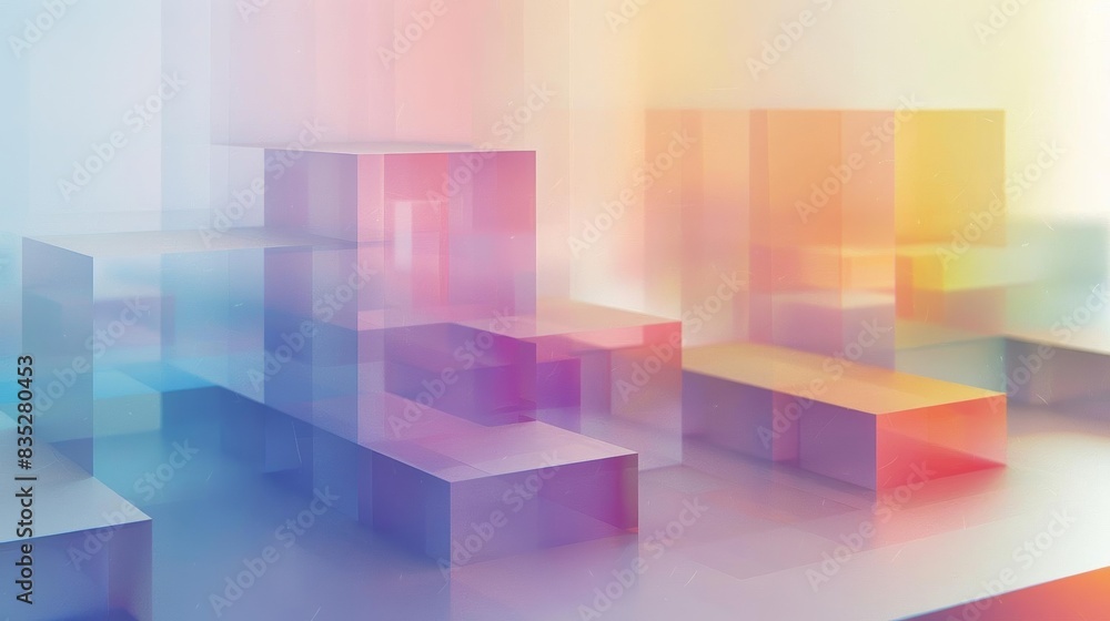 Illustrate a 3D model of geometric cubes in a modern abstract style Illustrate a 3D model of geometric cubes in a modern abstract style