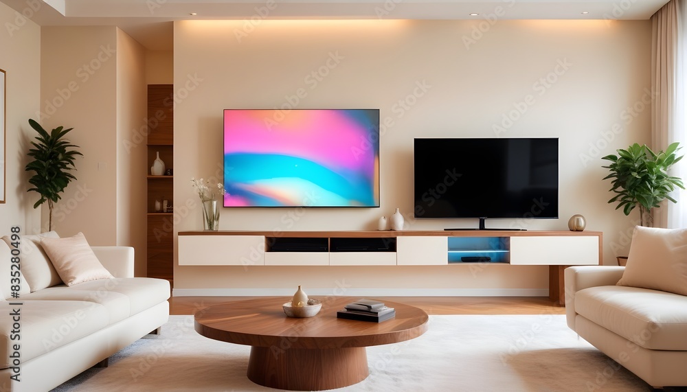 Fototapeta premium modern living room with fireplace