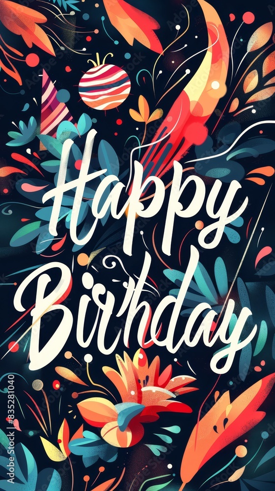 illustration with text to commemorate happy birthday illustration with text to commemorate happy birthday
