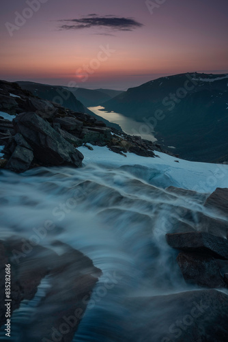 Sunrise over Loch Avon located in the Cairngorms National park, Scotland.